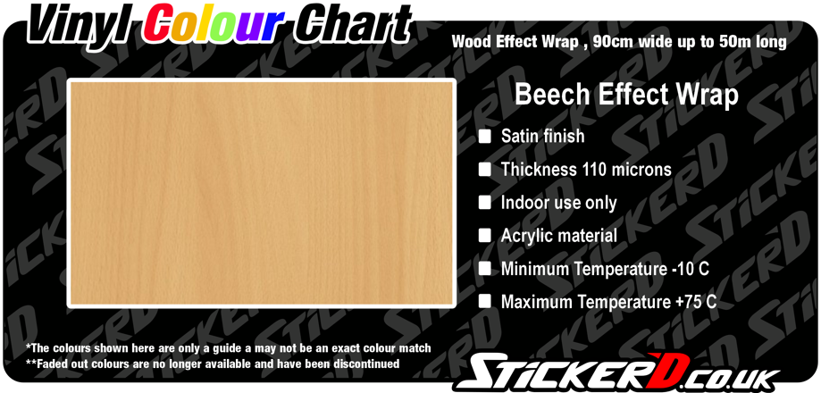 Beech Effect Wrap, Satin Finish, 90cm Wide