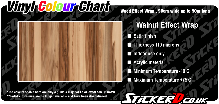 Walnut Effect Wrap, Satin Finish, 90cm Wide