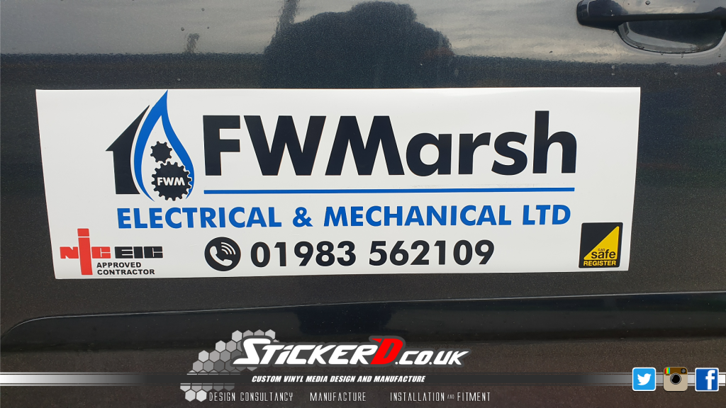 FW Marsh Ltd, magnetic signs finished in 5 year vinyl on motorway grade material