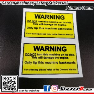 Safety sticker for lawnmowers